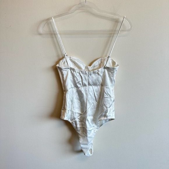 ZARA Satin Effect Bustier Bodysuit White Cream Silky Spaghetti Strap Size XS - Picture 10 of 14